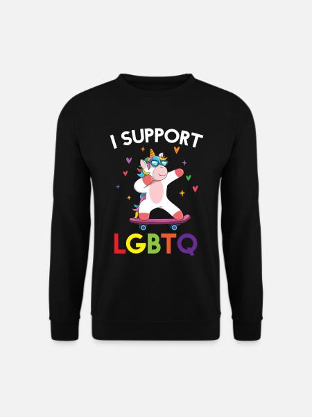 I Support LGBTQ Einhorn - Unisex Pullover - Schwarz