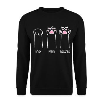 Rock Paper Scissors - Katzenpfoten - Unisex Pullover - Schwarz - Vorne - Alina (178cm) & Michal (187cm)