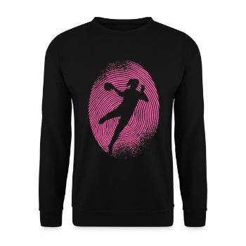 Handballspielerin Handball Fingerabdruck Frauen - Unisex Pullover - Schwarz - Vorne - Alina (178cm) & Michal (187cm)