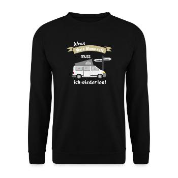 womo ruft campingbus - Unisex Pullover - Schwarz - Vorne - Alina (178cm) & Michal (187cm)