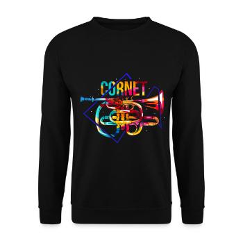 Strahlendes Kornett Musikverein - Unisex Pullover - Schwarz - Vorne - Alina (178cm) & Michal (187cm)
