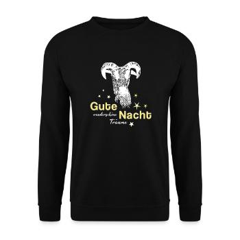 Schaf Schafbock gute Nacht - Unisex Pullover - Schwarz - Vorne - Alina (178cm) & Michal (187cm)
