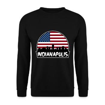 Indianapolis Indiana USA Flagge Skyline Silhouette T - Unisex Pullover - Schwarz - Vorne - Alina (178cm) & Michal (187cm)