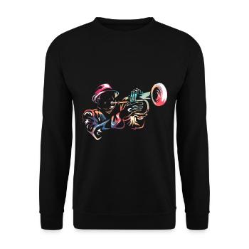 Weiches Flügelhorn Orchesterklang - Unisex Pullover - Schwarz - Vorne - Alina (178cm) & Michal (187cm)