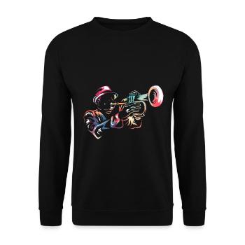 Weiches Flügelhorn Orchesterklang - Unisex Pullover - Schwarz - Vorne - Alina (178cm) & Michal (187cm)