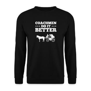 Kutscher Kutsche Pferd - Unisex Pullover - Schwarz - Vorne - Alina (178cm) & Michal (187cm)