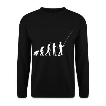 Evolution Angeln - Vom Affen zum Angler - Unisex Pullover - Schwarz - Vorne - Alina (178cm) & Michal (187cm)