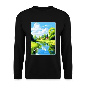 Spreewald Allemagne Affiche de voyage vintage souvenir - Sweat-shirt Unisexe - noir - Devant - Alina (178cm) & Michal (187cm)