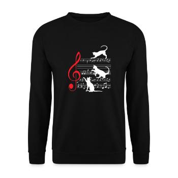 Cat Cats Sheet Music Musician - Unisex Sweatshirt - black - Front - Alina (178cm) & Michal (187cm)