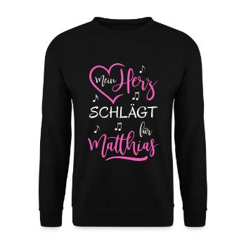 Mein Herz schlägt für Matthias - Unisex Pullover - Schwarz - Vorne - Alina (178cm) & Michal (187cm)