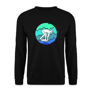 Schwimmer Schwimmen Schwimmsport Schwimm Jungen - Unisex Pullover - Schwarz - Vorne - Alina (178cm) & Michal (187cm)