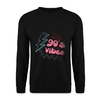 90's Vibes 90er 90s - Unisex Pullover - Schwarz - Vorne - Alina (178cm) & Michal (187cm)