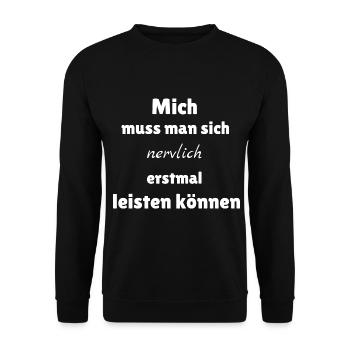 Mich muss man sich nervlich erstmal leisten können - Unisex Pullover - Schwarz - Vorne - Alina (178cm) & Michal (187cm)