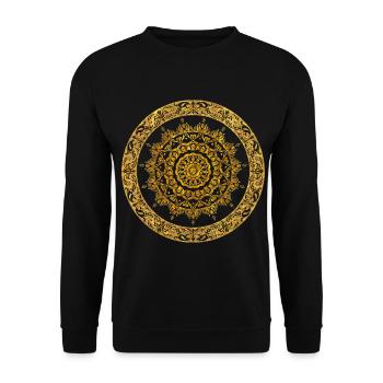 Goldenes Mandala Kreis - Unisex Pullover - Schwarz - Vorne - Alina (178cm) & Michal (187cm)