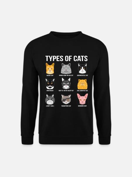 Types Of Cats Funny Cat Lover - Unisex Pullover - Schwarz