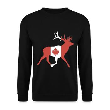 Hirsch mit kanadischer Flagge - Unisex Pullover - Schwarz - Vorne - Alina (178cm) & Michal (187cm)
