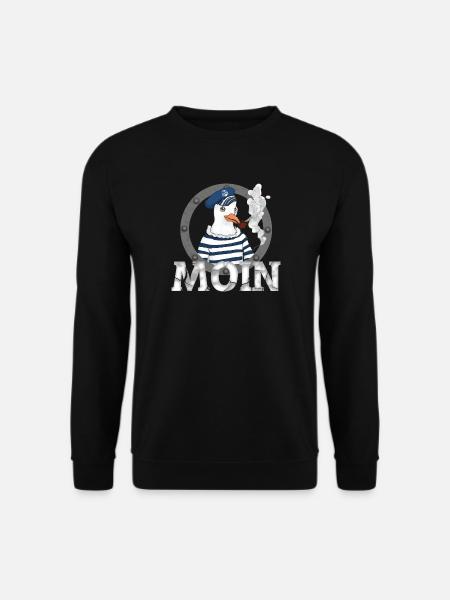 Moin Möwe – Seemann mit Pfeife Nordsee Shirt - Unisex Pullover - Schwarz