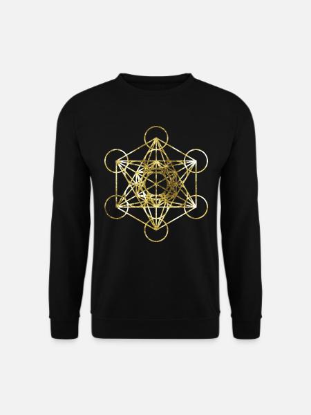 Metatrons Cube Gold heilige Geometrie - Unisex Pullover - Schwarz