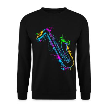 Saxophon Saxofon Saxofonist - Unisex Pullover - Schwarz - Vorne - Alina (178cm) & Michal (187cm)