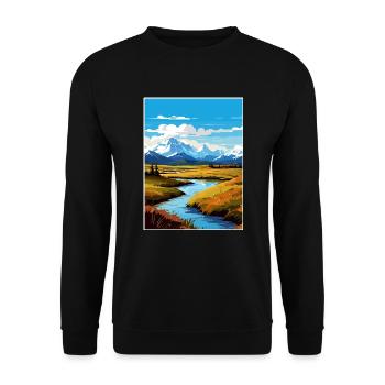 Denali Nationalpark Alaska Vintage Reiseposter - Unisex Pullover - Schwarz - Vorne - Alina (178cm) & Michal (187cm)