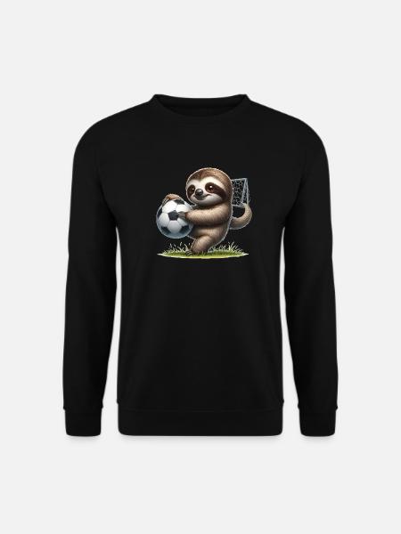 Faultier mit Fußball - Unisex Pullover - Schwarz