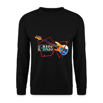 Grooviger Bassist Bühnenauftritt - Unisex Pullover - Schwarz - Vorne - Alina (178cm) & Michal (187cm)