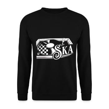Rhythmischer Ska Trompetensound - Unisex Pullover - Schwarz - Vorne - Alina (178cm) & Michal (187cm)