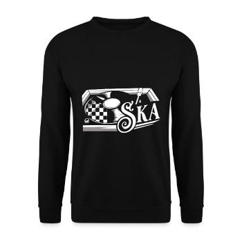 Rhythmischer Ska Trompetensound - Unisex Pullover - Schwarz - Vorne - Alina (178cm) & Michal (187cm)
