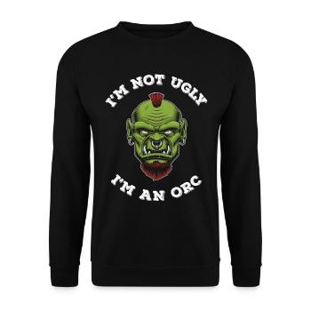 Nicht Hässlich Ich bin Orc - Unisex Pullover - Schwarz - Vorne - Alina (178cm) & Michal (187cm)