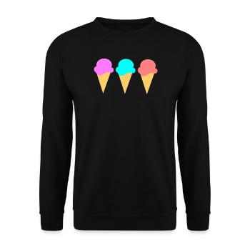 Eis Eiscreme Erdbeere Erdbeereis Sommer Festival - Unisex Pullover - Schwarz - Vorne - Alina (178cm) & Michal (187cm)
