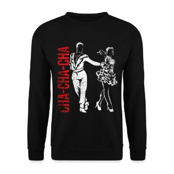 Temperamentvoller Cha Cha Tanzabend - Unisex Pullover - Schwarz - Vorne - Alina (178cm) & Michal (187cm)