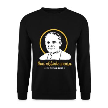 Fürchtet euch nicht - Papst Johannes Paul II - Unisex Pullover - Schwarz - Vorne - Alina (178cm) & Michal (187cm)