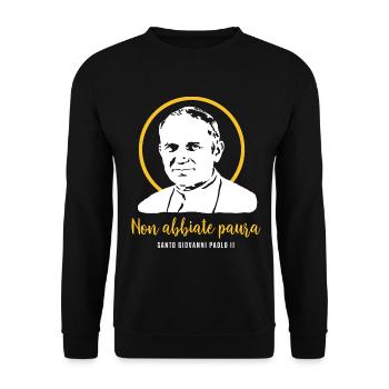 Fürchtet euch nicht - Papst Johannes Paul II - Unisex Pullover - Schwarz - Vorne - Alina (178cm) & Michal (187cm)