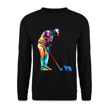 Flinker Minigolfspieler Turnierass - Unisex Pullover - Schwarz - Vorne - Alina (178cm) & Michal (187cm)