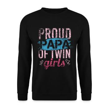 Proud Papa Twin Girls Dad Vatertag Zwillinge Vater - Unisex Pullover - Schwarz - Vorne - Alina (178cm) & Michal (187cm)