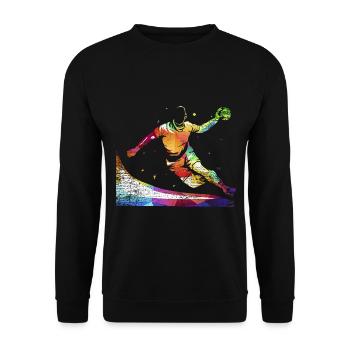 Temperamentvoller Handball Hallensport - Unisex Pullover - Schwarz - Vorne - Alina (178cm) & Michal (187cm)