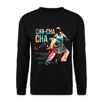 Temperamentvoller Cha Cha Tanzrhythmus - Unisex Pullover - Schwarz - Vorne - Alina (178cm) & Michal (187cm)