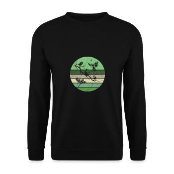 Vögel auf einem Zweig - Unisex Pullover - Schwarz - Vorne - Alina (178cm) & Michal (187cm)
