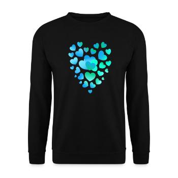 blaue Herzen viele Herzen - Unisex Pullover - Schwarz - Vorne - Alina (178cm) & Michal (187cm)