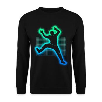 Handballspieler Handballer Jungen Handball Torwart - Unisex Pullover - Schwarz - Vorne - Alina (178cm) & Michal (187cm)