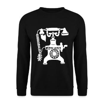 Vintages Wählscheiben-Telefon Muster - Unisex Pullover - Schwarz - Vorne - Alina (178cm) & Michal (187cm)