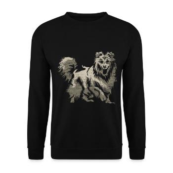 Wuscheliger Sheltie Colliefreund - Unisex Pullover - Schwarz - Vorne - Alina (178cm) & Michal (187cm)