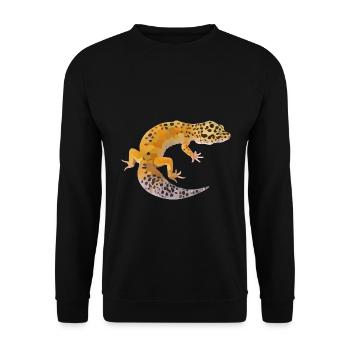 Smaragdgrüner Gecko Terrarienbewohner - Unisex Pullover - Schwarz - Vorne - Alina (178cm) & Michal (187cm)