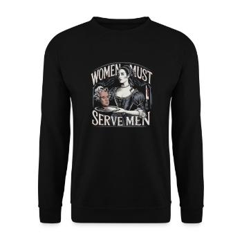 Women must serve men - Unisex Pullover - Schwarz - Vorne - Alina (178cm) & Michal (187cm)