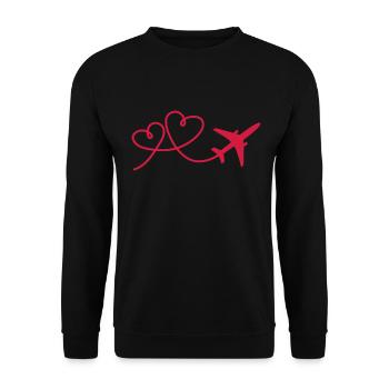 Flugzeug Flieger mit Herz - Unisex Pullover - Schwarz - Vorne - Alina (178cm) & Michal (187cm)