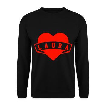 Vorname Laura - Unisex Pullover - Schwarz - Vorne - Alina (178cm) & Michal (187cm)