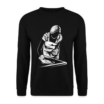 Blitzsauberer Haushälter Putzeinsatz - Unisex Pullover - Schwarz - Vorne - Alina (178cm) & Michal (187cm)