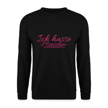 Ich hasse Menschen - Unisex Pullover - Schwarz - Vorne - Alina (178cm) & Michal (187cm)