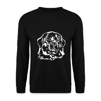 Gelassener Neufundländer Wasserhund - Unisex Pullover - Schwarz - Vorne - Alina (178cm) & Michal (187cm)