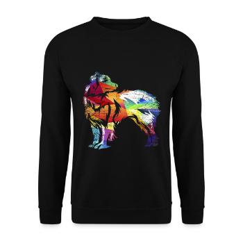 Agiler Australian Shepherd Familienhund - Unisex Pullover - Schwarz - Vorne - Alina (178cm) & Michal (187cm)